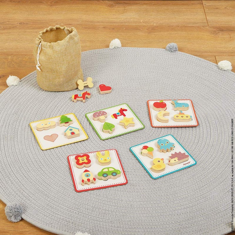 Janod Memory Touch Recognition Game - 21 Wooden Pieces - Ages 3+ - J05318 - Image 2